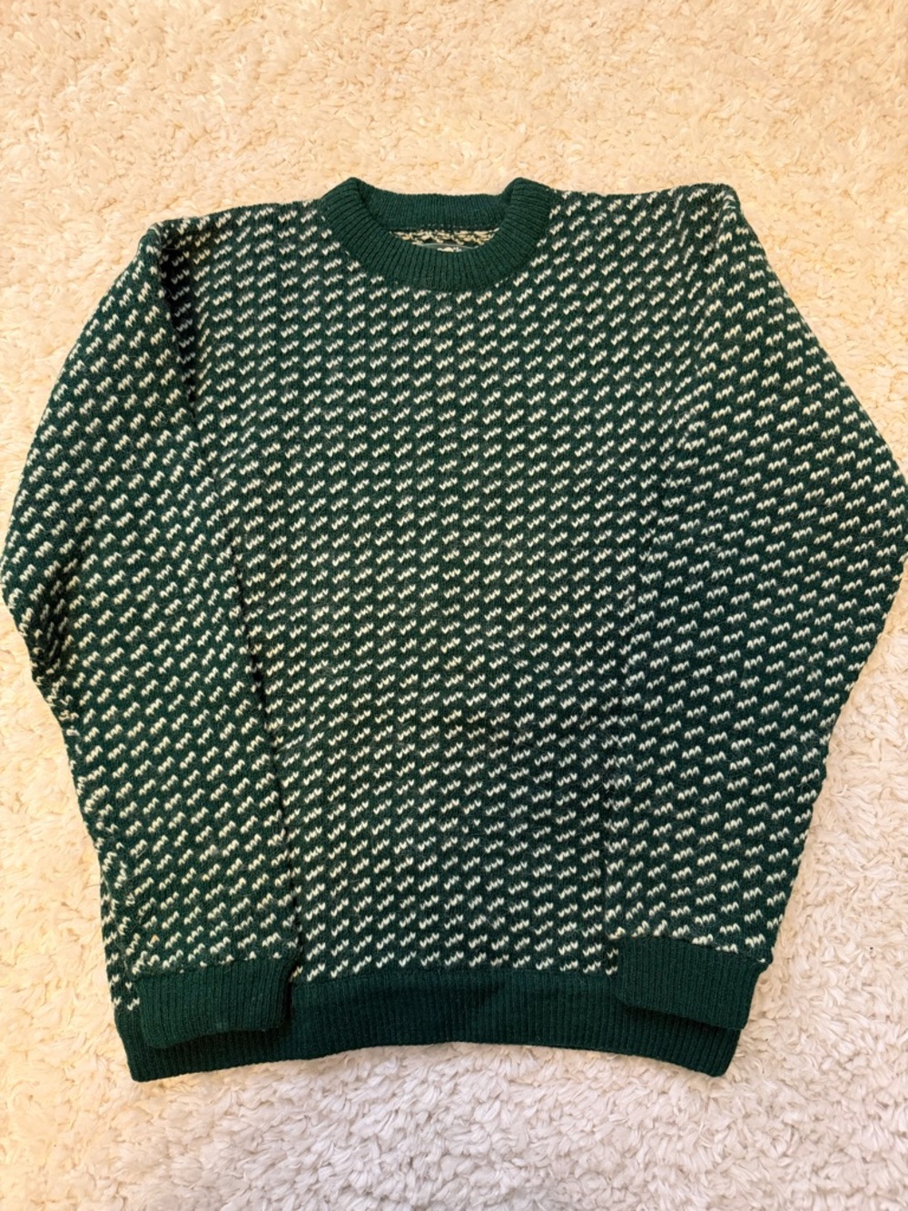 Roots Green and White Crewneck Sweater